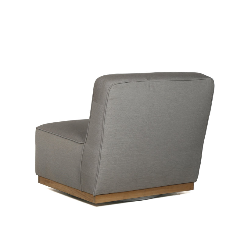 Taupe Armless Chaise with Brown Wood Base