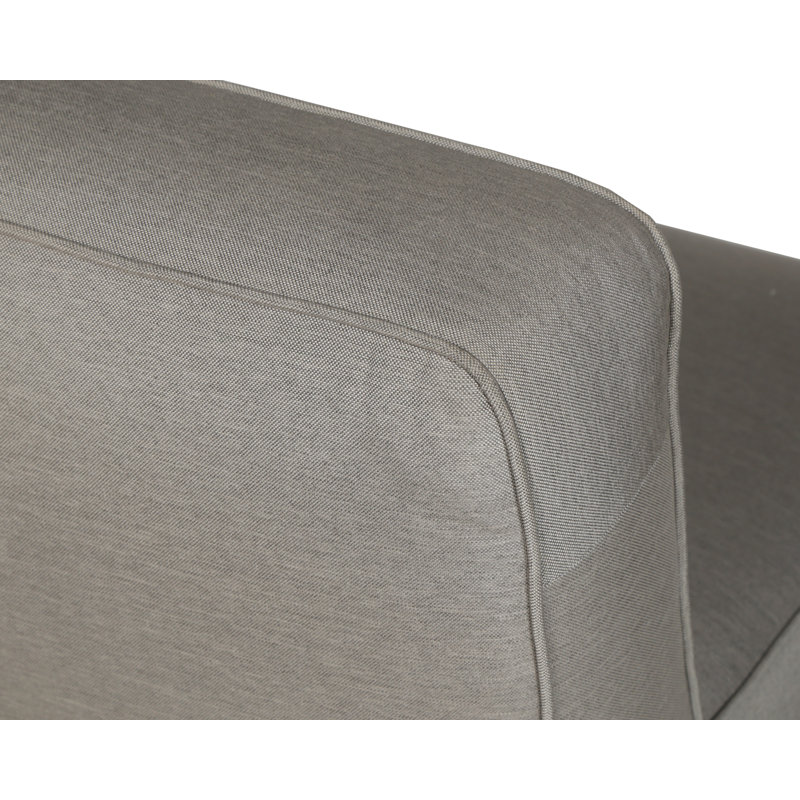 Taupe Armless Chaise with Brown Wood Base