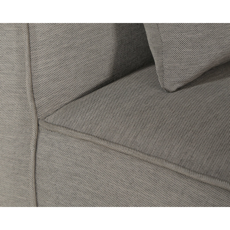 Taupe Armless Chaise with Brown Wood Base