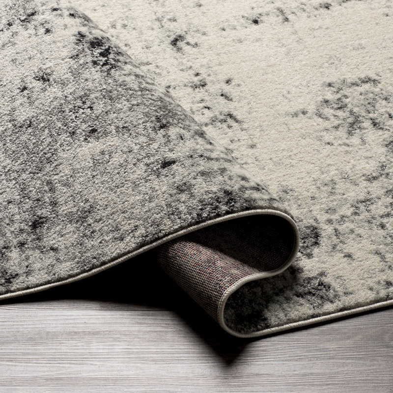 EasyCare Gray Synthetic 9' x 12' Stain-Resistant Rectangular Rug