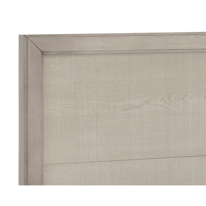 Transitional Beige Pine Wood Queen Panel Bed with Headboard