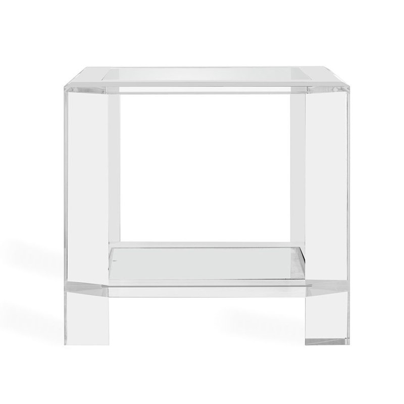 Clear Acrylic and Glass Square Side Table