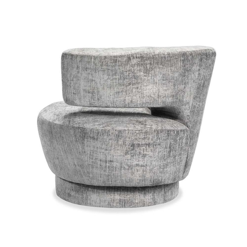 Handcrafted Arabella Feather Chenille Swivel Accent Chair