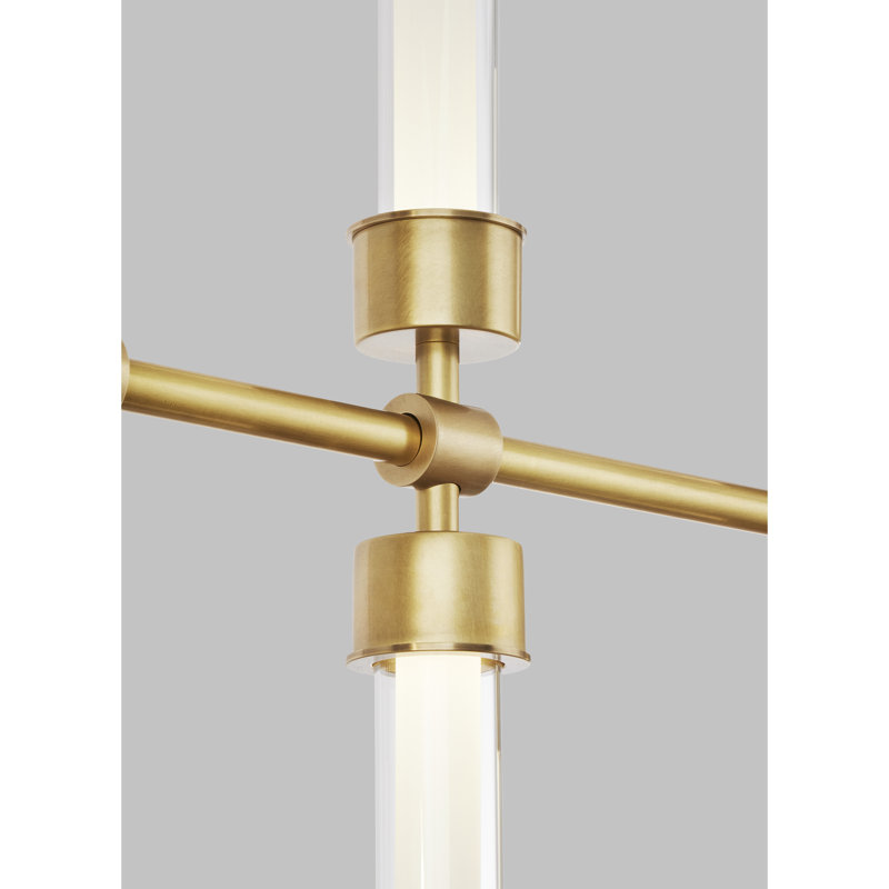 Linger 10-Light LED Linear Suspension in Natural Brass and Polished Nickel