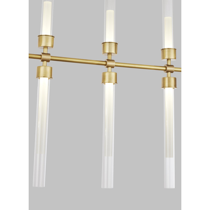 Linger 10-Light LED Linear Suspension in Natural Brass and Polished Nickel