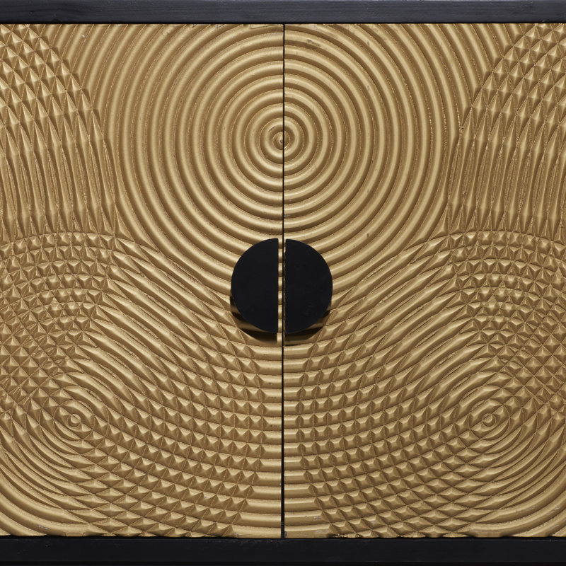 Black and Bronze Ripple Design 2-Door Cabinet