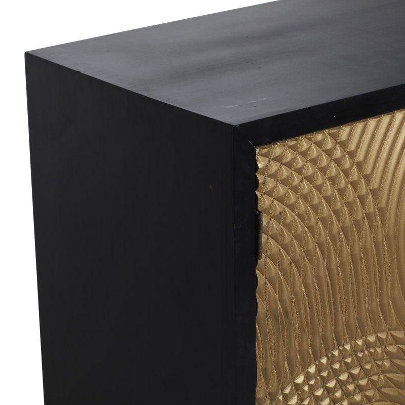 Black and Bronze Ripple Design 2-Door Cabinet