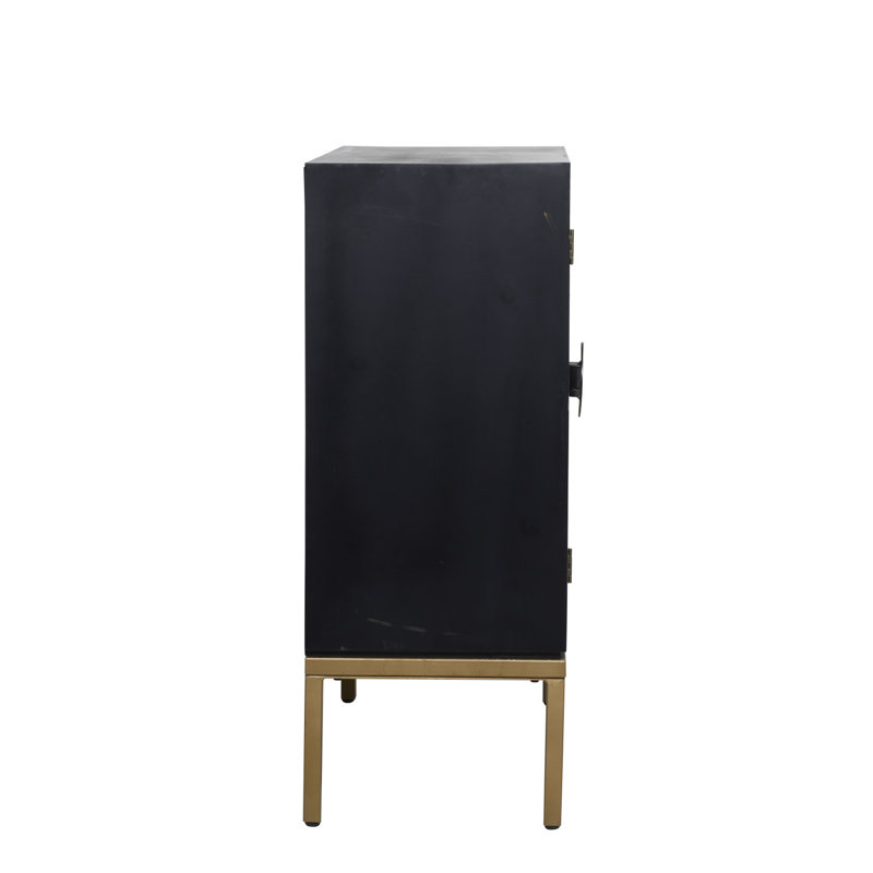 Black and Bronze Ripple Design 2-Door Cabinet