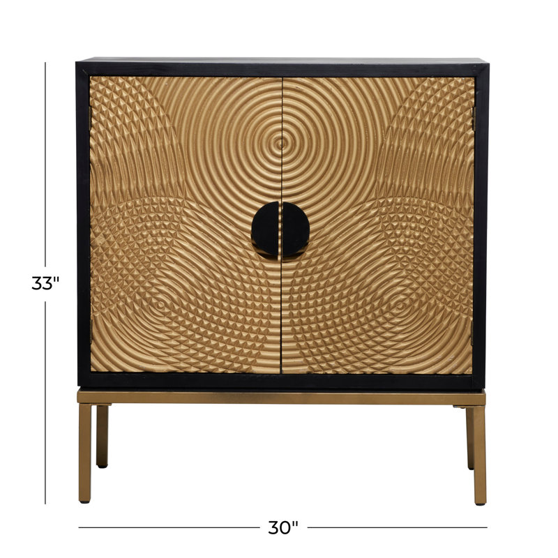 Black and Bronze Ripple Design 2-Door Cabinet