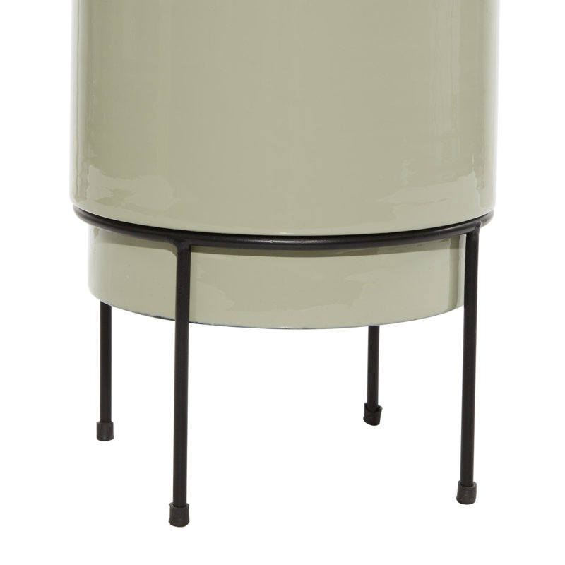Beige Metal Contemporary Indoor/Outdoor Pot Planter Set
