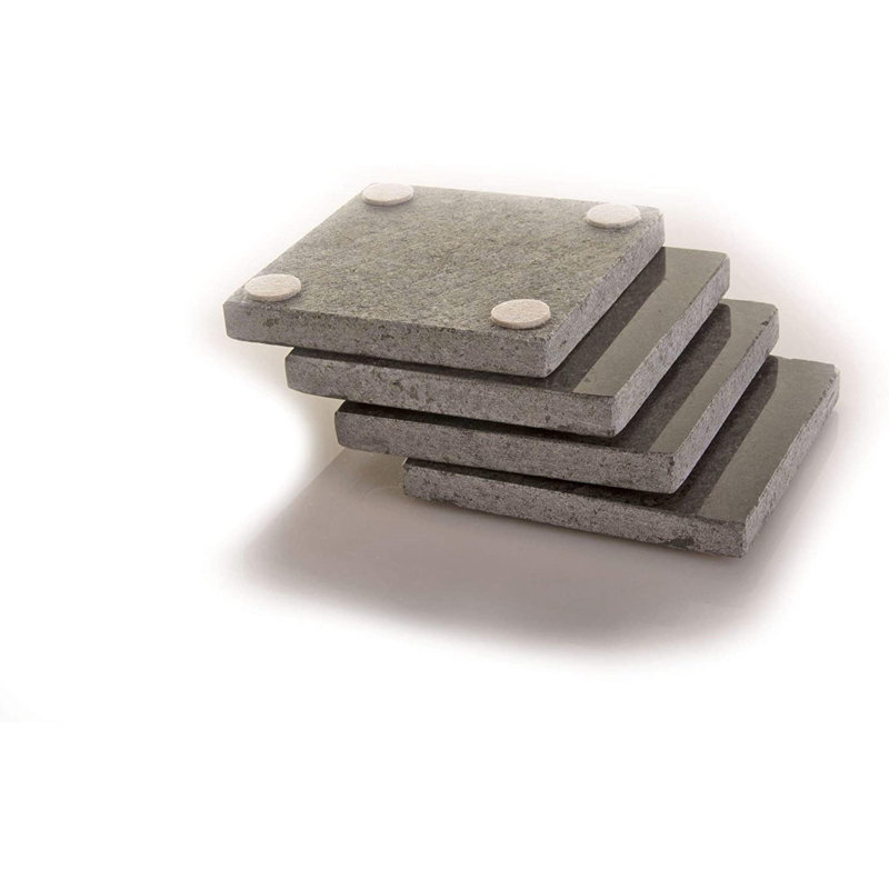 Black Granite Square 8-Piece Stone Coaster Set