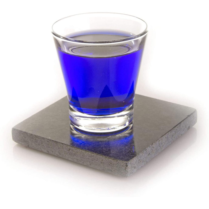 Black Granite Square 8-Piece Stone Coaster Set