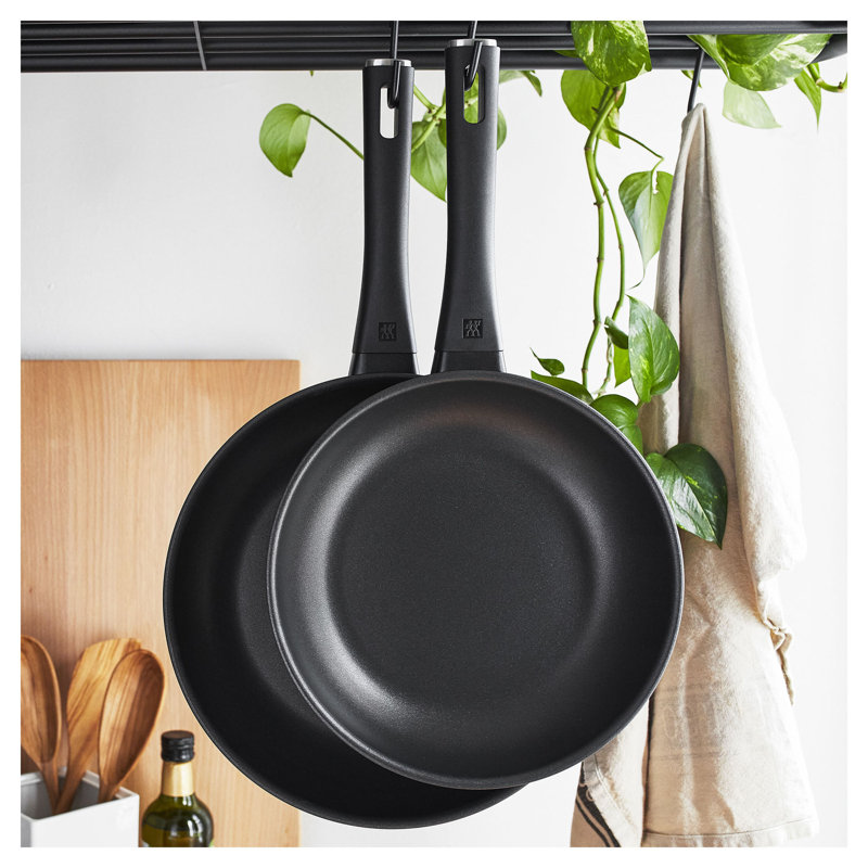 Matte Black 12" Aluminum Nonstick Round Fry Pan