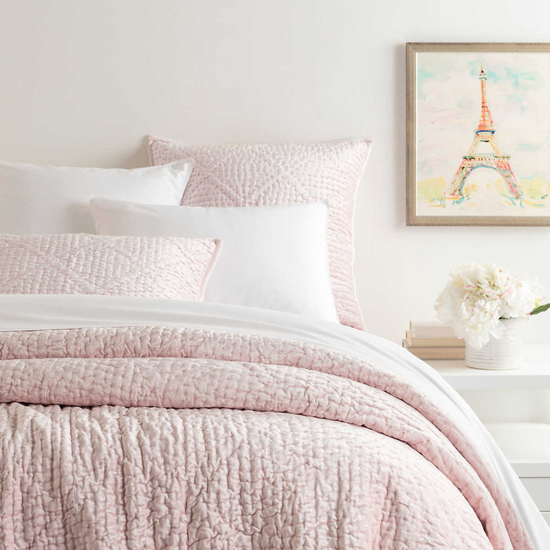 Slipper Pink Velvet Quilted Standard Sham