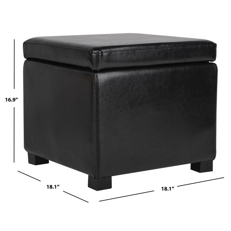Jonathan Black Faux Leather Flip Top Storage Ottoman