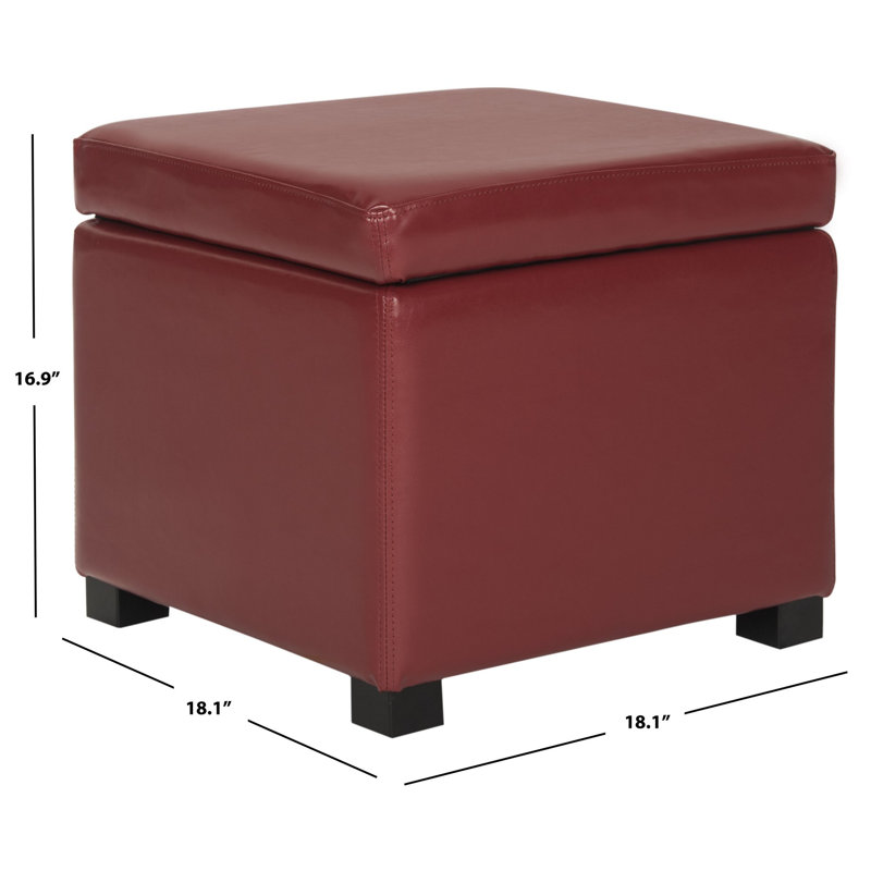 Jonathan Red Faux Leather Flip Top Storage Ottoman
