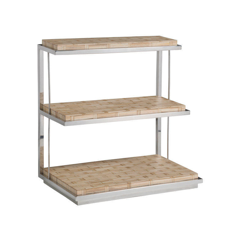 Transitional Gray-Brown Wood & Metal Thatch Spot Table