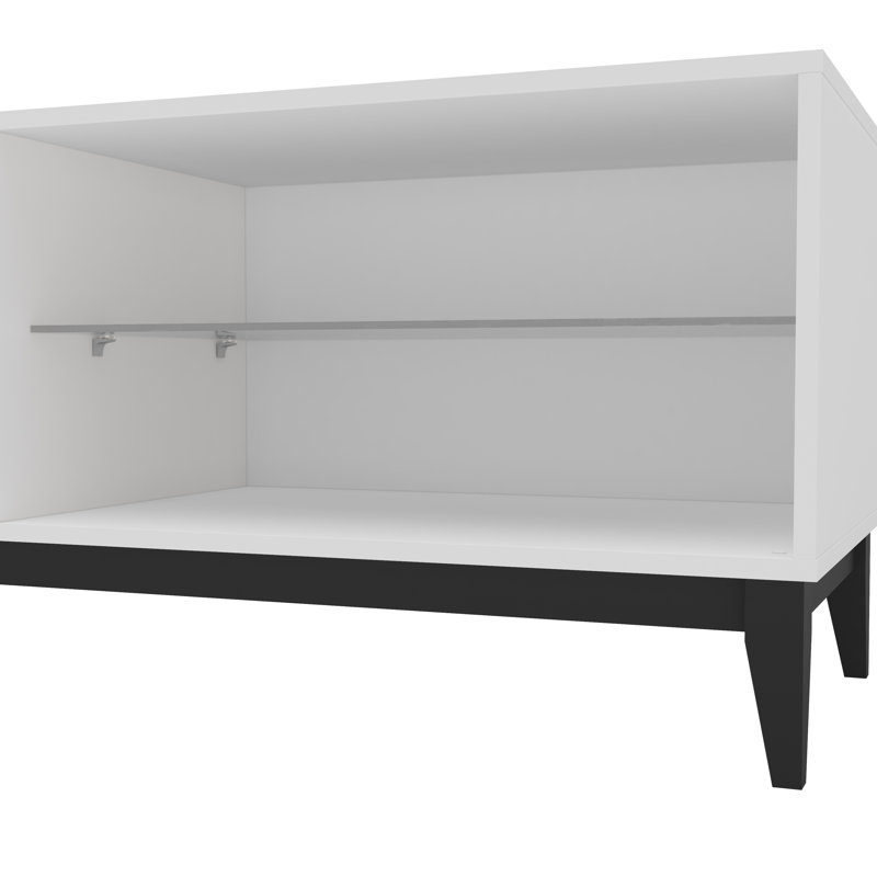 White Engineered Wood TV Stand with Cabinet and Drawers
