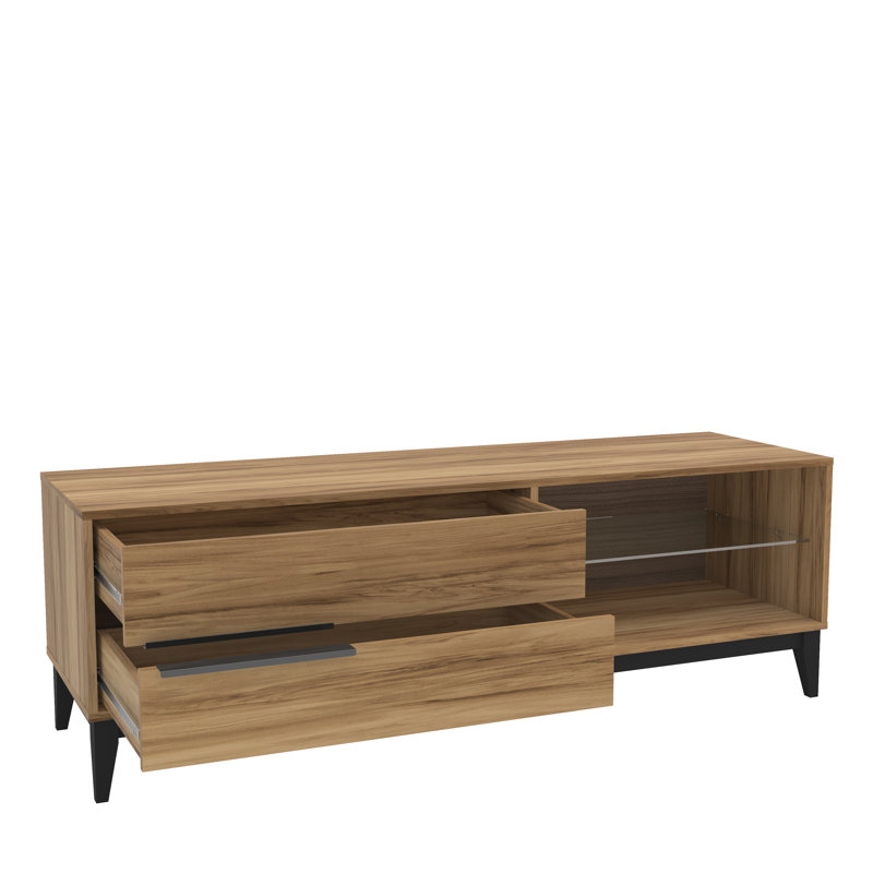 Melrose Modern Walnut TV Stand with Storage for up to 65" TVs