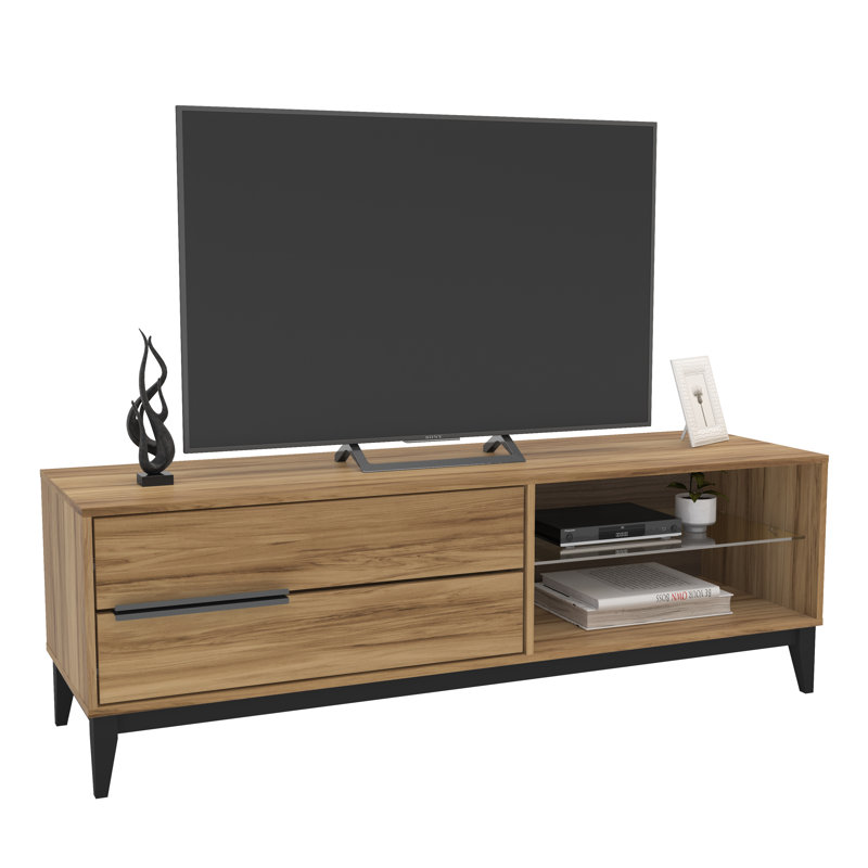 Melrose Modern Walnut TV Stand with Storage for up to 65" TVs