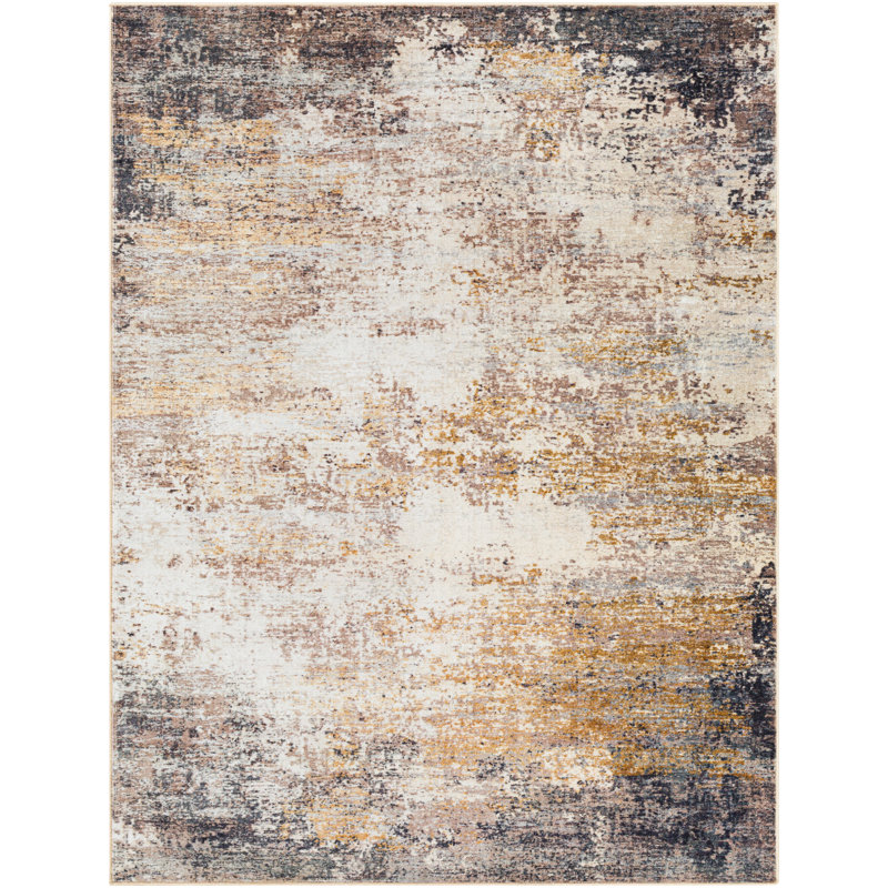 Modern Abstract Blue 7'10" x 10'6" Easy-Care Synthetic Rug