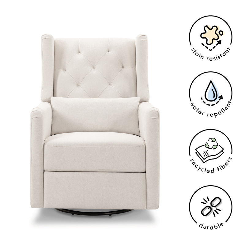 Cream Eco-Weave Swivel Recliner with Tufted Back