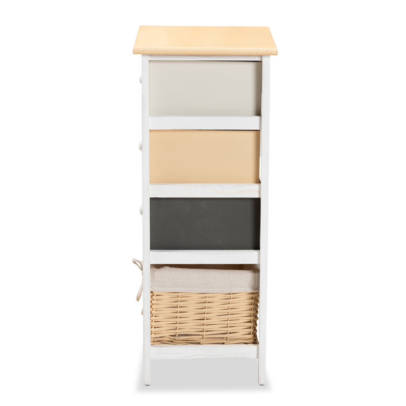 Multi-Colored Wood 3-Drawer Storage Unit with Basket