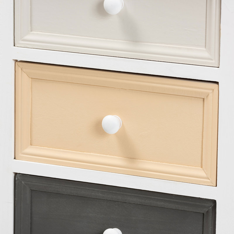 Multi-Colored Wood 3-Drawer Storage Unit with Basket