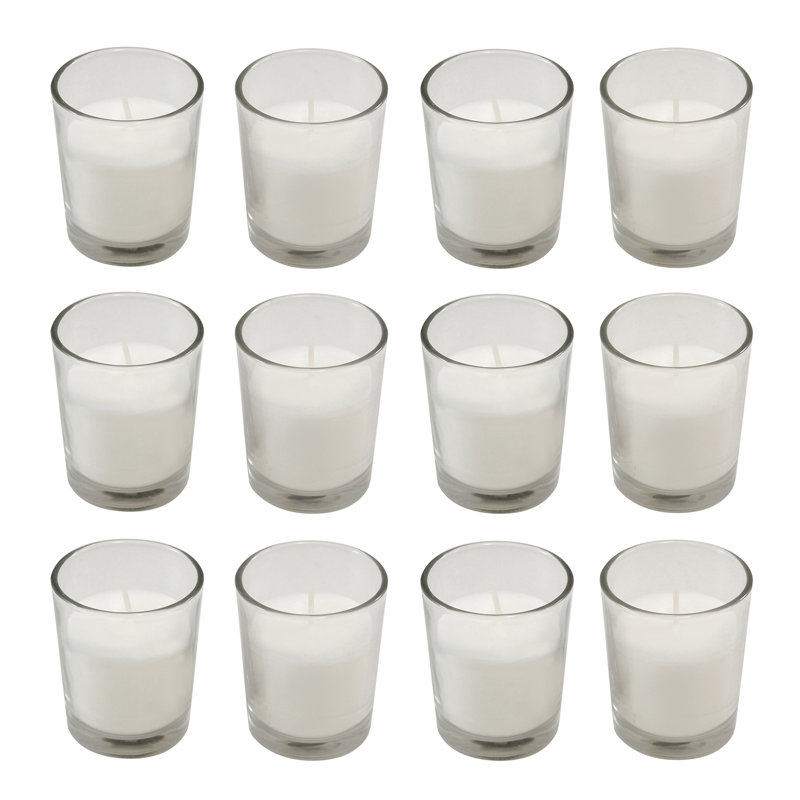 Elegant 10'' White Scented Votive Candles in Clear Glass Set of 12