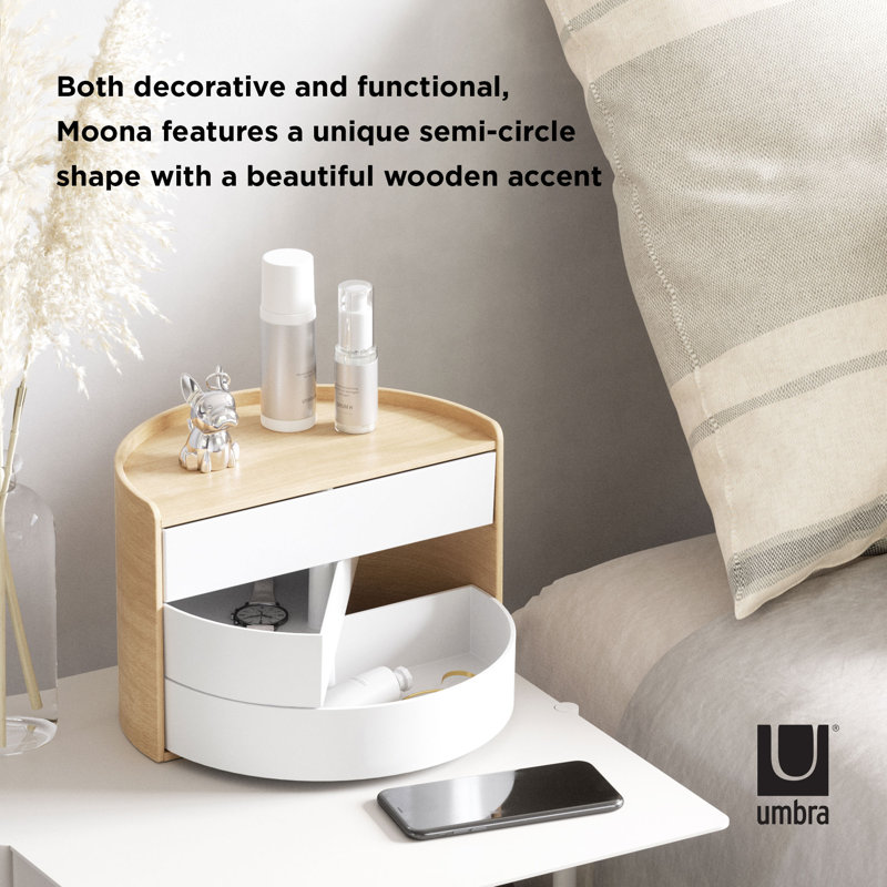 Moona Poplar Wood Collapsible Kids' Jewelry Box in White/Natural