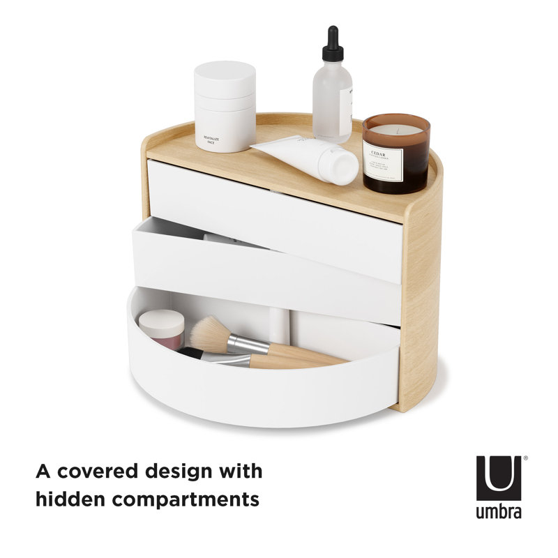 Moona Poplar Wood Collapsible Kids' Jewelry Box in White/Natural