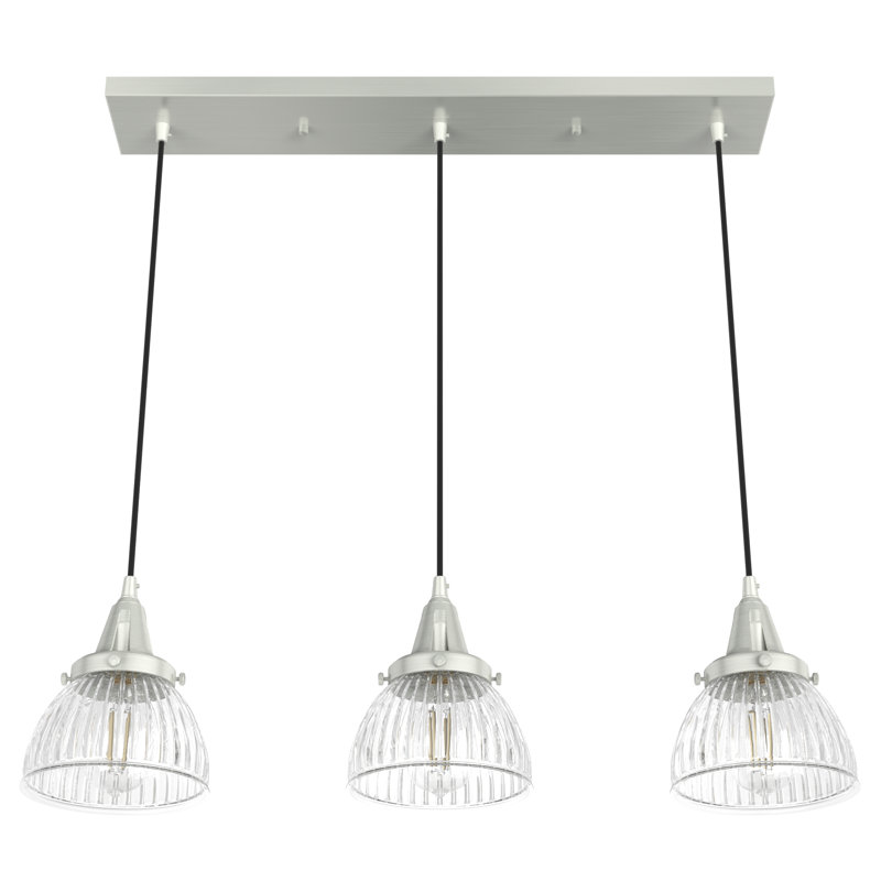 Cypress Grove Brushed Nickel 3-Light Glass Bowl Pendant
