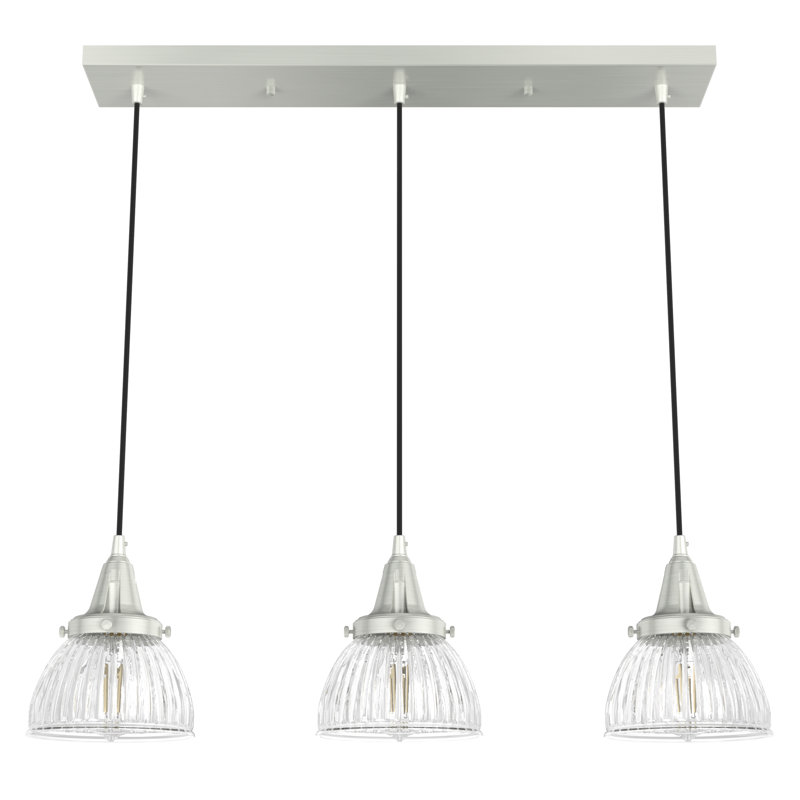 Cypress Grove Brushed Nickel 3-Light Glass Bowl Pendant