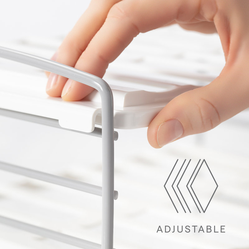 Adjustable 2-Shelf Wide Steel Bottle & Mug Organizer