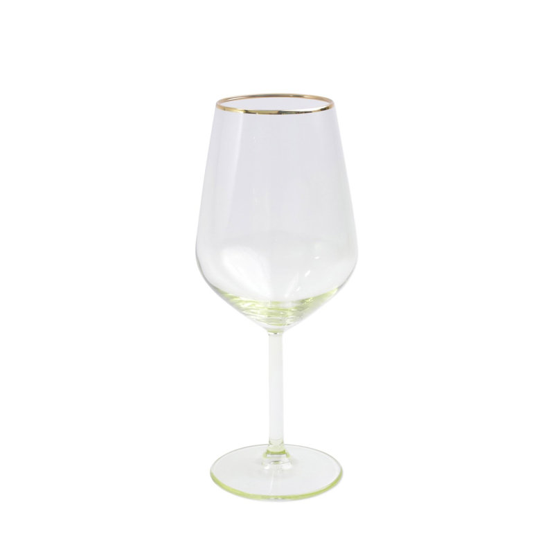 Rainbow Assorted Wine Glass Set with Gilded Gold Rim