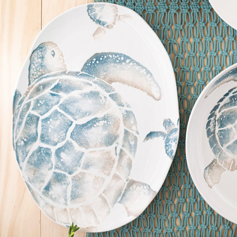 Medium Oval Ceramic Platter with Colorful Animal Print