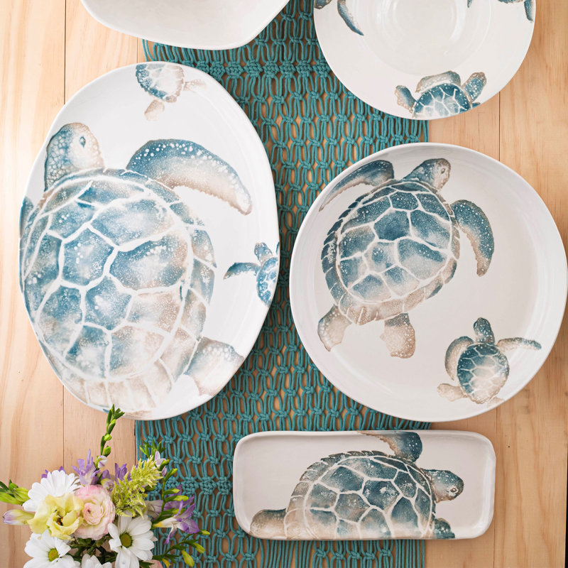 Medium Oval Ceramic Platter with Colorful Animal Print