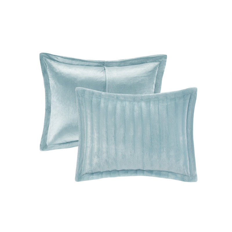 Aqua Faux Fur Reversible Full Comforter Set