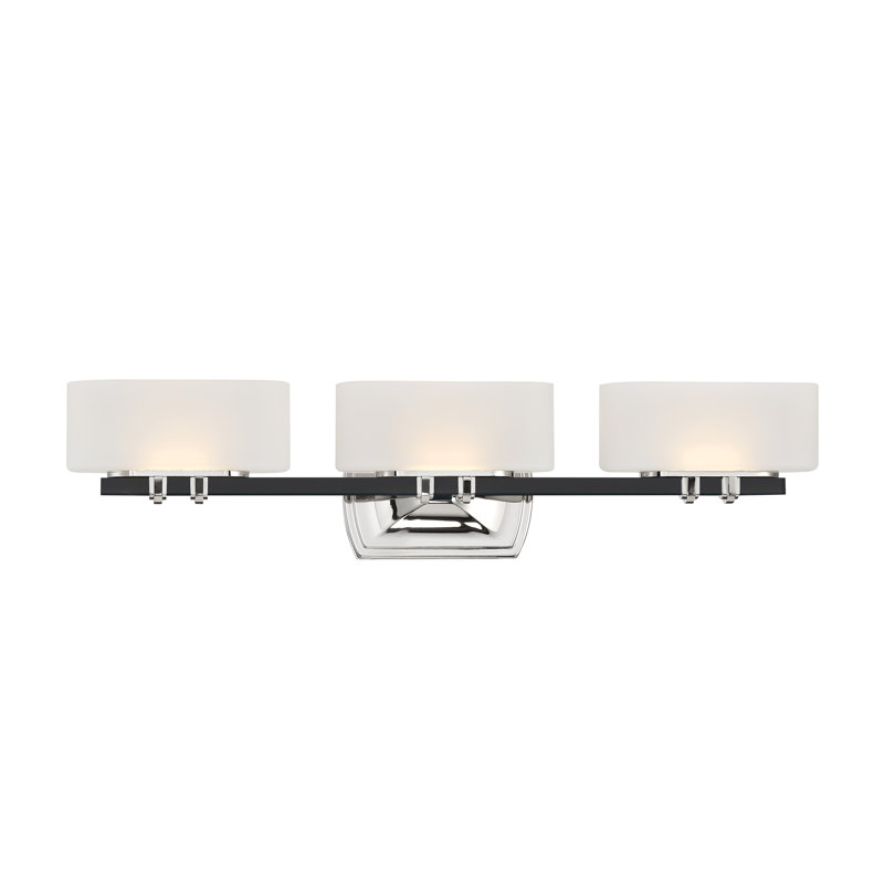 Drury Coal and Polished Nickel 3-Light LED Vanity with Frosted White Glass