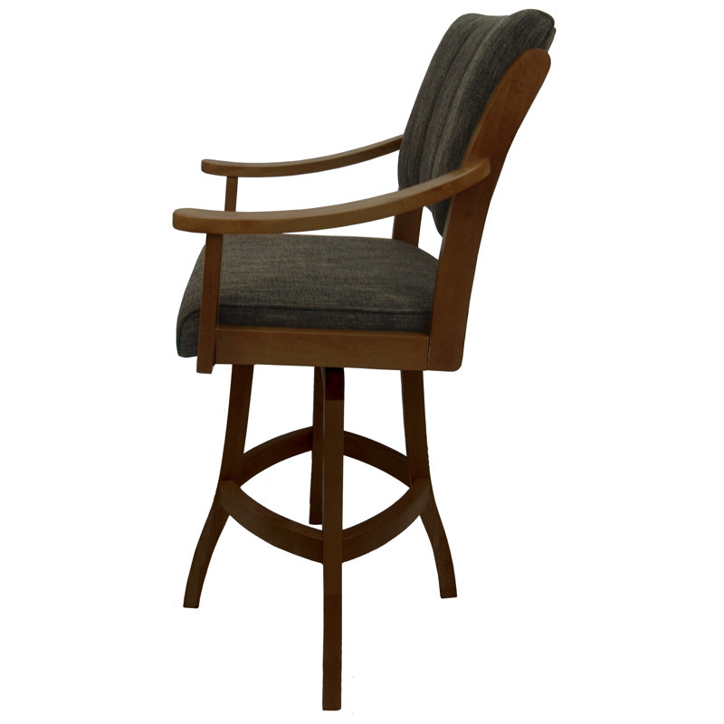 Sanora Brown Dark Wood Swivel Counter Stool