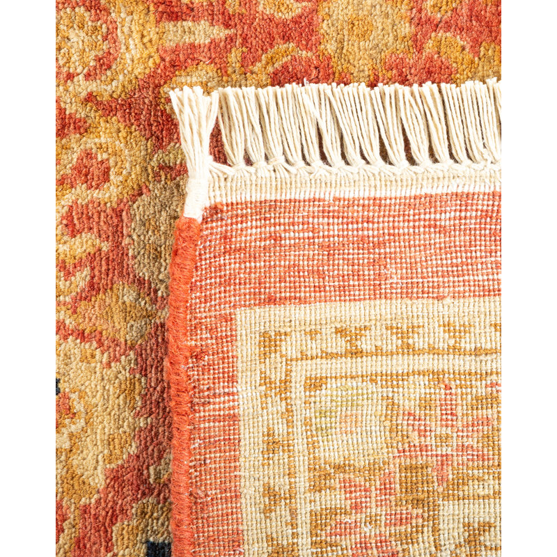 Majestic Dawn Orange Hand-Knotted Wool Rectangular Area Rug