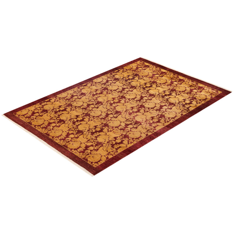 Traditional Elegance Hand-Knotted Red Wool 4'x6' Area Rug