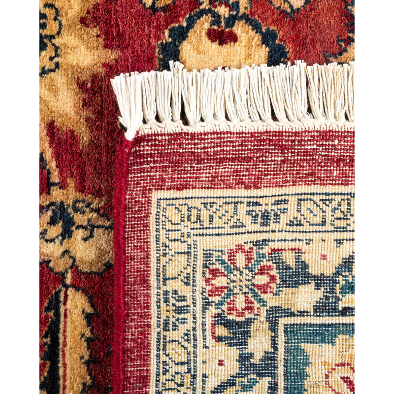 Handmade Red Wool 6' x 9' Traditional Area Rug
