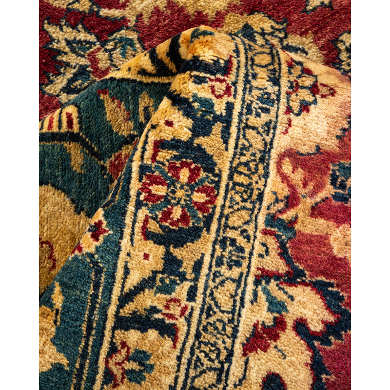 Handmade Red Wool 6' x 9' Traditional Area Rug