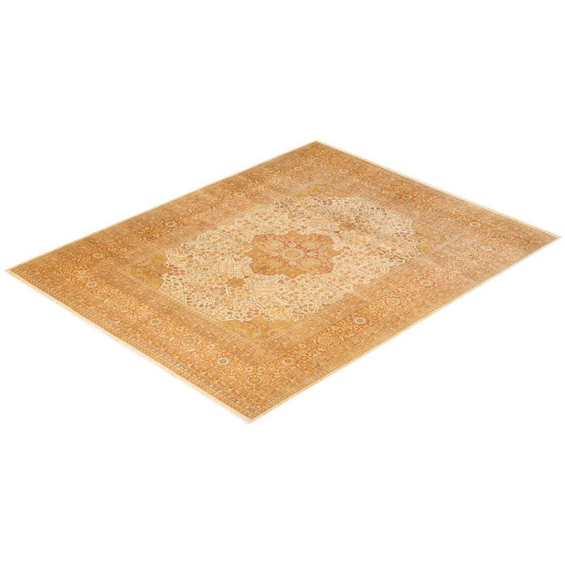 Ivory Hand-knotted Wool 8' x 10' Rectangular Area Rug