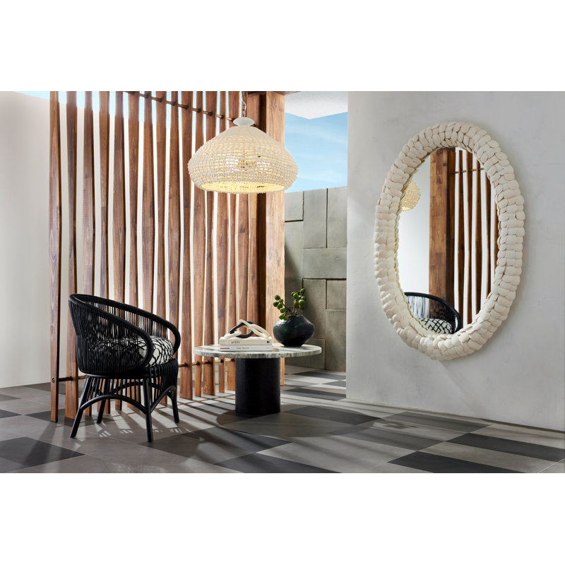 Lilo Beaded White Wooden 3-Light Chandelier with Gold Finish