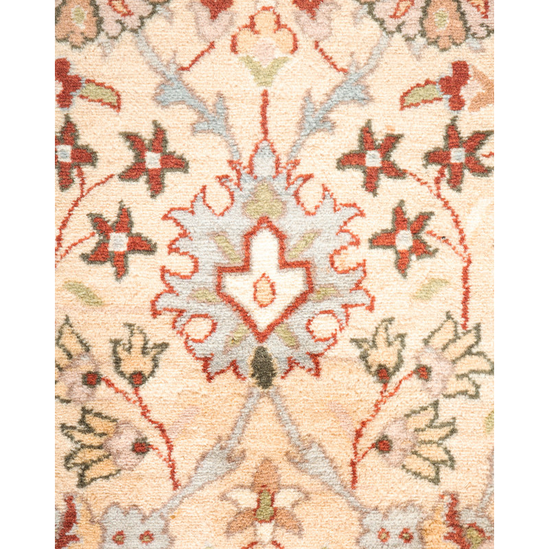 Handmade Ivory Wool Rectangular Area Rug 4'1" x 6'5"