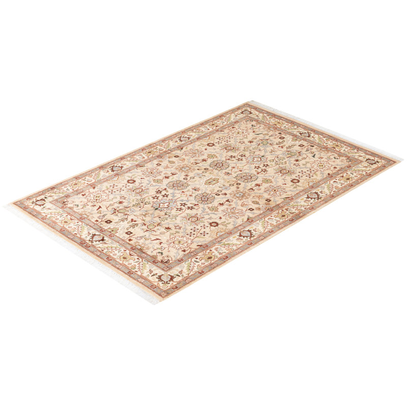 Handmade Ivory Wool Rectangular Area Rug 4'1" x 6'5"