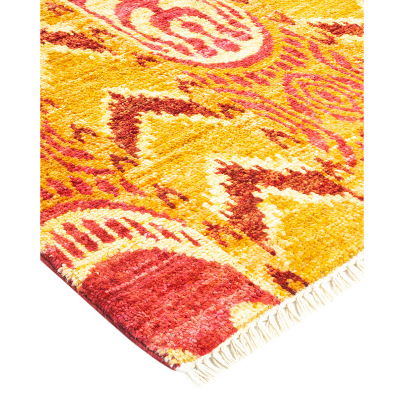 Handmade Multicolor Wool Aztec Print Area Rug with Fringe