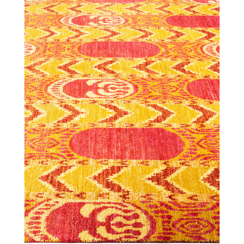 Handmade Multicolor Wool Aztec Print Area Rug with Fringe